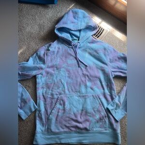 Tek Gear Dry Tek Hoodie- M large sweatshirt Tie dye purple blue fleece lined